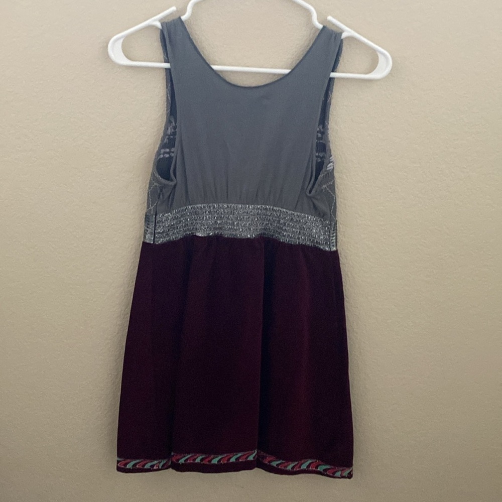 Free People Birds of Paradise Gray& Purple Sleeveless Vintage Empire Dress. Sz 4 - Picture 8 of 16
